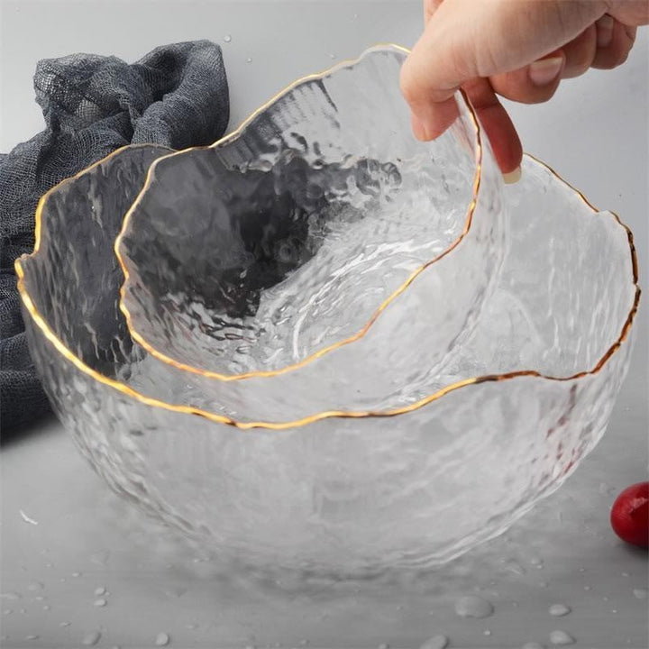 Vielseitige Glasschüssel (Eierschalen-Design) als Servierschale oder Dekoschale, spülmaschinenfest & stapelbar.