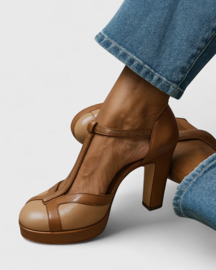 Elegante hellbraune Damen Absatzschuhe mit orthopädischem Komfort. Ideal für Business und Abendmode, lindert Schmerzen.