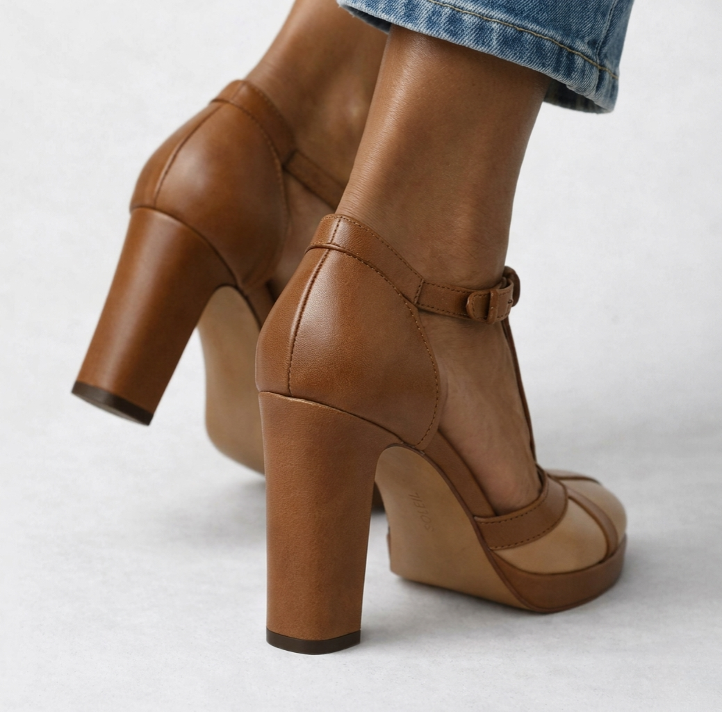 Bequeme braune orthopädische Damen Absätze für Schmerzlinderung. Vielseitige Komfortschuhe für Business & Abendmode.