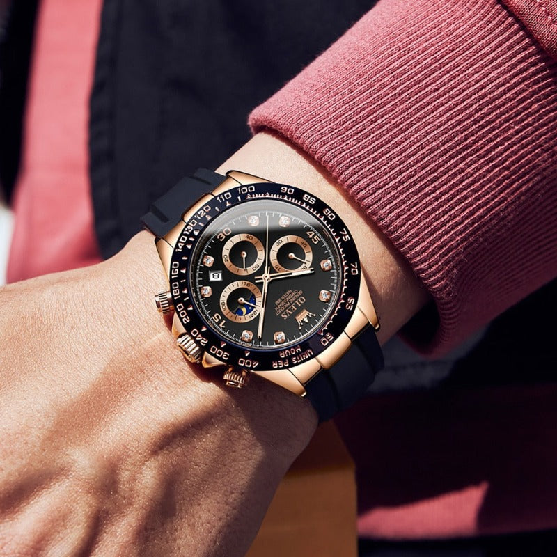 Elegante Herrenuhr, klassische Quarzuhr aus poliertem Edelstahl, vielseitiges Herrenaccessoire.