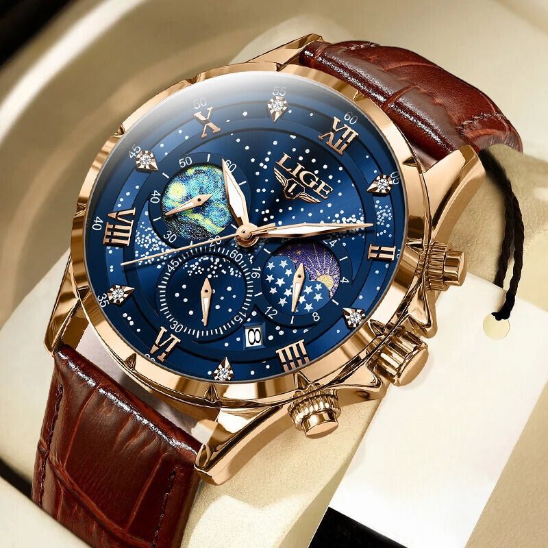 Elegante Herren Armbanduhr aus Edelstahl mit präzisem Quarzwerk und stilvollem Zifferblatt.