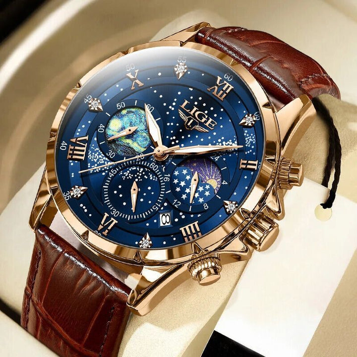 Elegante Herren Armbanduhr aus Edelstahl mit präzisem Quarzwerk und stilvollem Zifferblatt.