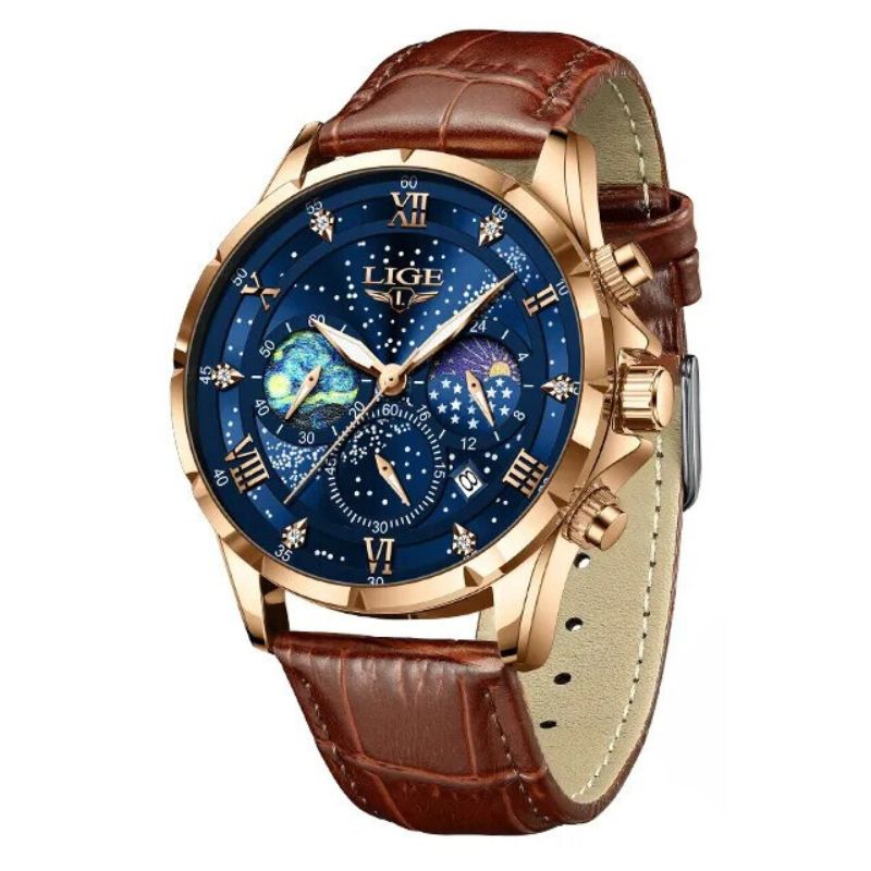 Hochwertige Herrenuhr mit präzisem Quarzwerk, wasserdicht bis 50m, robustes Edelstahl.