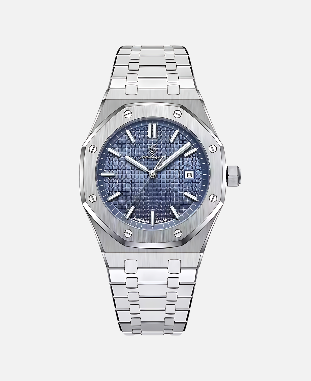 Elegante Herren Armbanduhr mit glänzendem Edelstahlgehäuse und präzisem Quarzwerk.