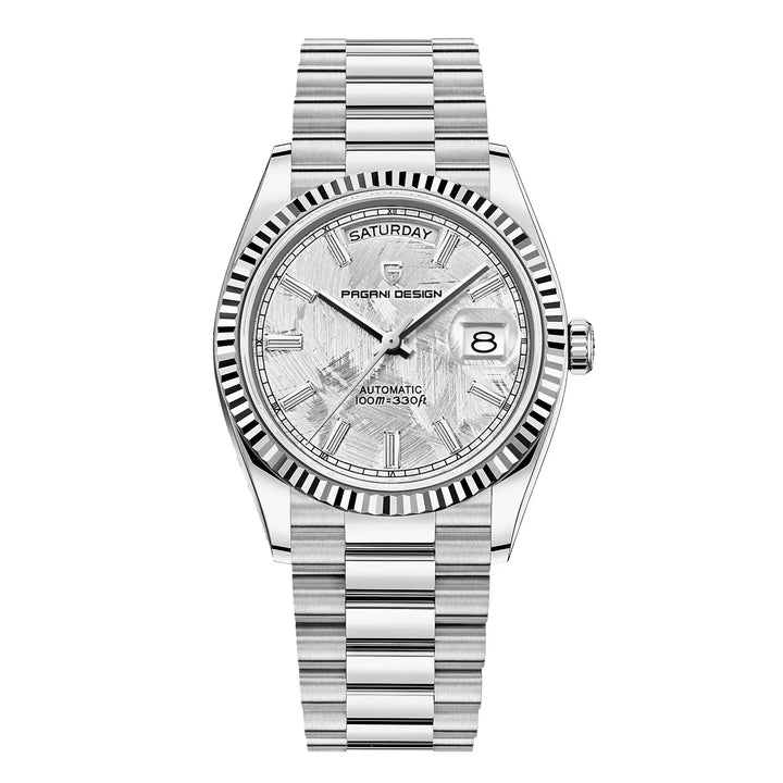 Hochwertige Herren Automatikuhr, Edelstahlgehäuse, Lederarmband. Klassisch, selbstaufziehend, wasserdicht.