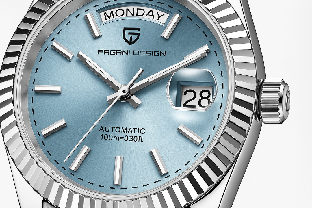 Herren Automatikuhr in Geschenkbox, ideales Geschenk für Männer. Luxus Armbanduhr mit Kalenderfunktion.