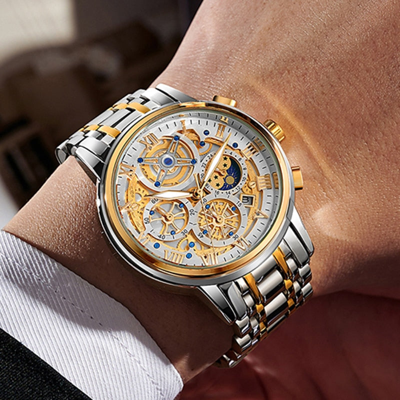 Zeitlose Herren-Armbanduhr: Wasserdicht, elegant und mit Automatikwerk – ein perfektes Accessoire.