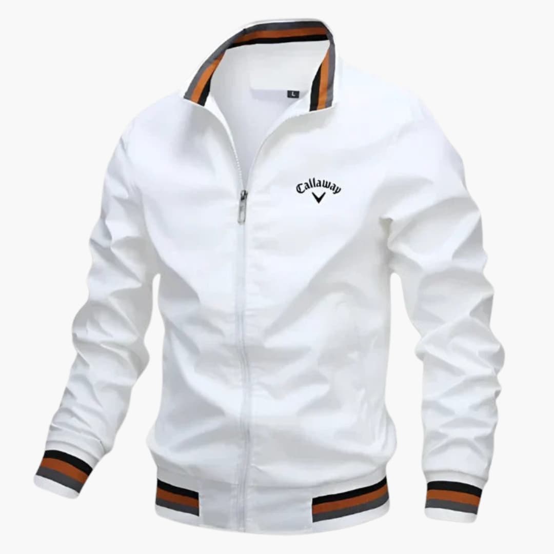 Mann trägt elegante Übergangsjacke, perfekt für Business Casual & Freizeit. Modern, bequem, Wetterschutz für Frühling/Herbst.