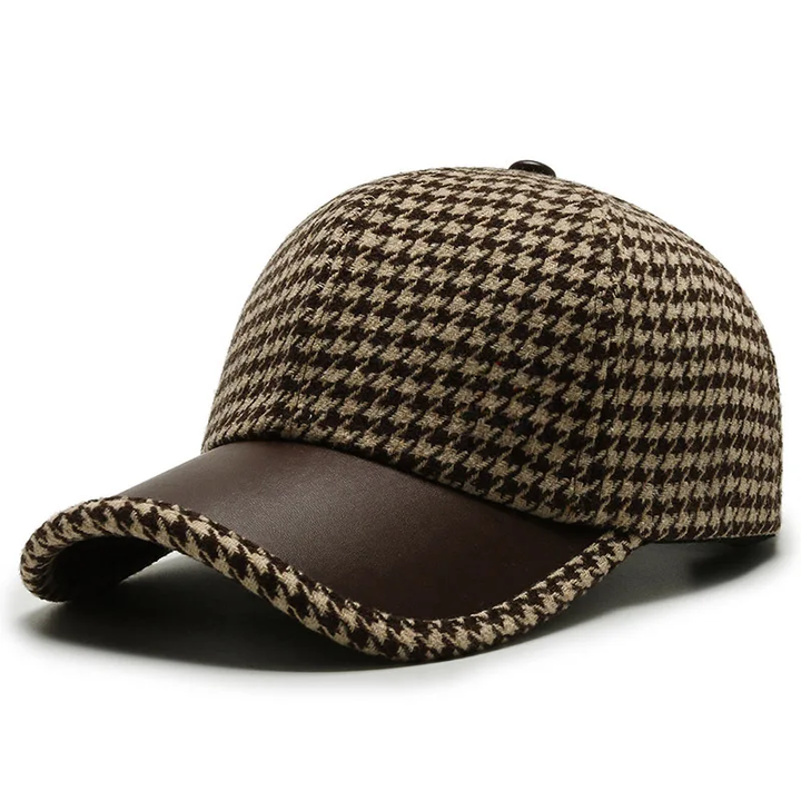 Elegante Herren Leder Schirmmütze, wetterfest und verstellbar, ideal für stilvolle Herren.