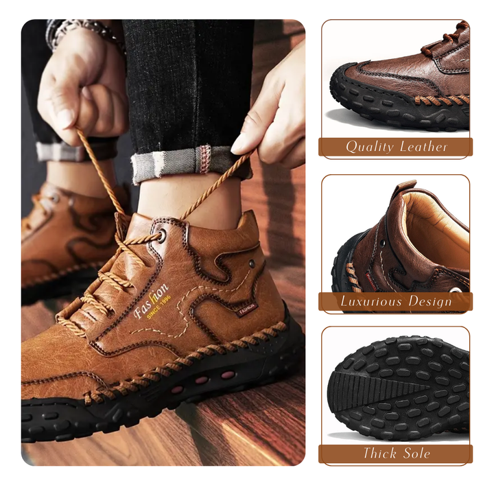 Ein Paar klassischer orthopädischer Herrenstiefel. Zeitlose Eleganz und Alltagskomfort für anspruchsvolle Männer.