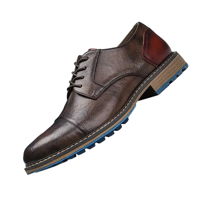 Hochwertige braune Leder Schnürschuhe für Herren, große Größen, ideal als Business- oder Anzugschuh.