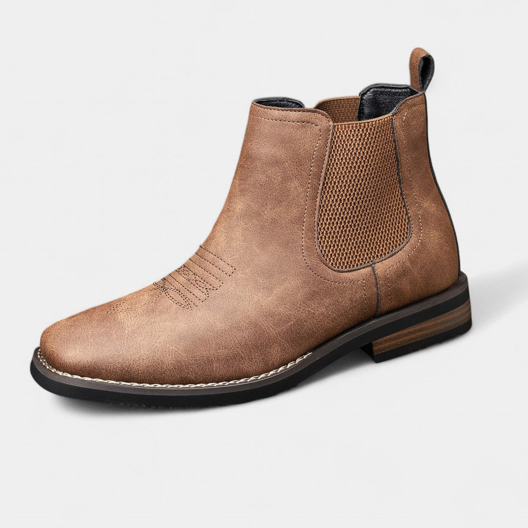 Elegante Herren Stiefel, schwarz, aus Leder, ideal für Business Casual und Freizeit im Herbst/Winter.