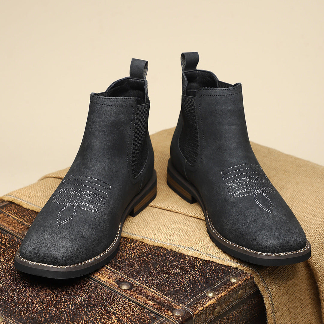 Bequeme Herren Business Casual Stiefel, dunkelgrau, ideal für den modernen Mann im Alltag.