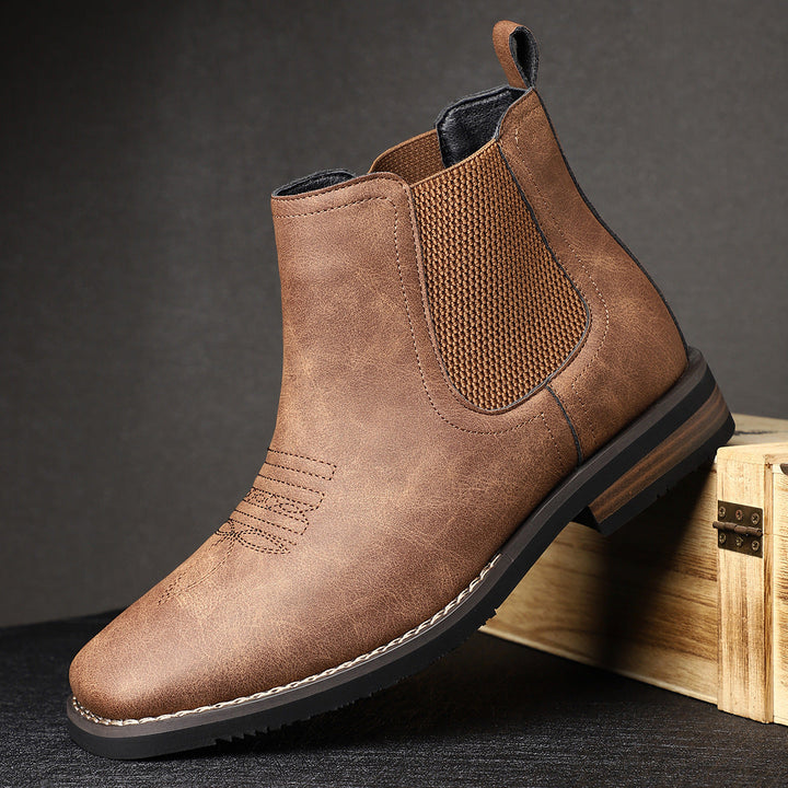 Elegante Business Stiefel für Herren, braunes Glattleder, vielseitig kombinierbar und langlebig.