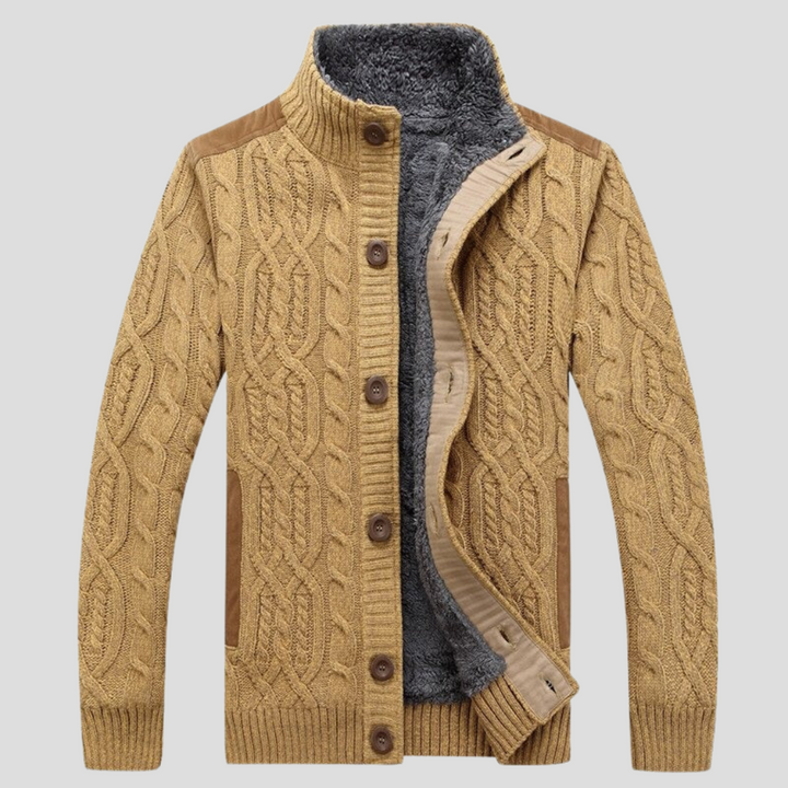 Elegante Herren Strickjacke mit Knopfleiste für kalte Tage, warm & komfortabel, perfekt für Herbst/Winter.
