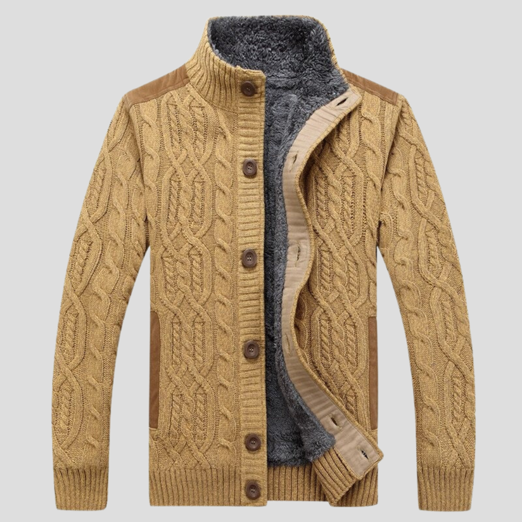 Stylische Herren Strickjacke mit durchgehender Knopfleiste, ideal als warme Oberbekleidung für kühle Abende.