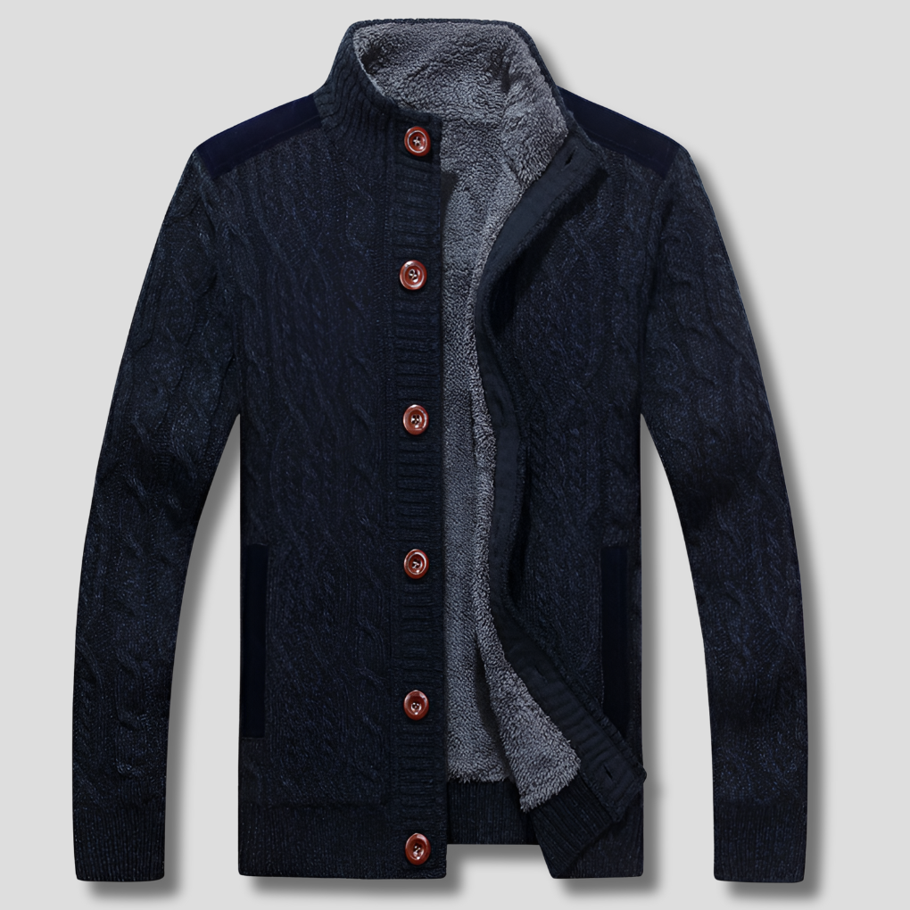 Warme Herren Strickjacke mit Knopfleiste, perfekt für kalte Wintertage und die gemütliche Herbstmode.