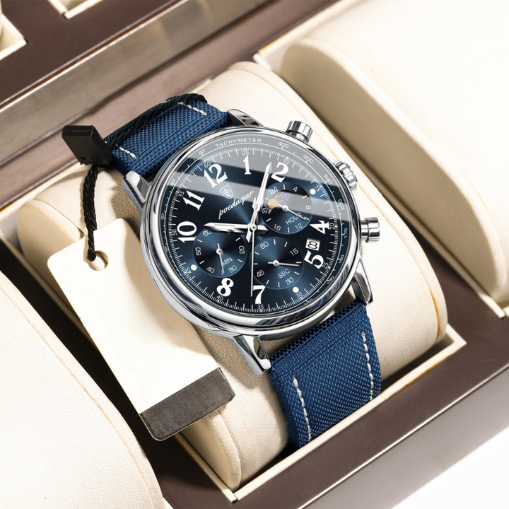 Klassische Herrenuhr passend zum Business-Outfit, unterstreicht Professionalität und Stil.
