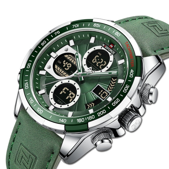 Elegante Herrenuhr mit schwarzem Lederarmband, klassisches Design für Business-Look.