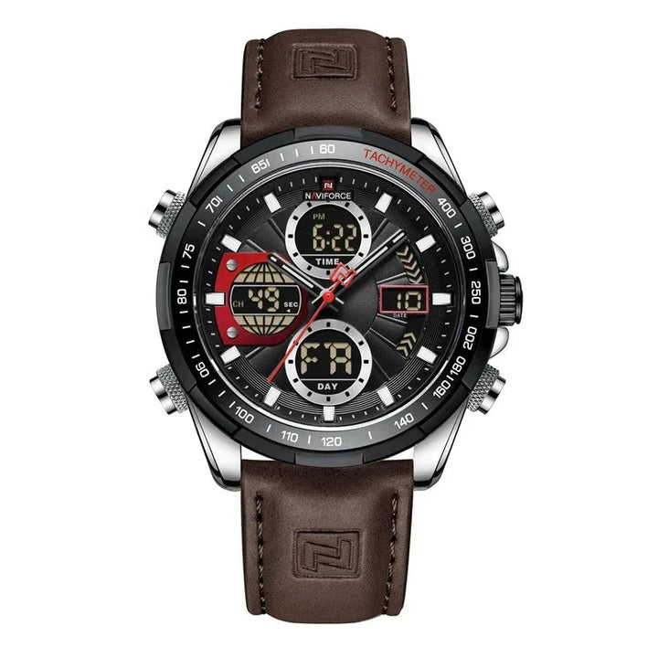Klassische Herren-Armbanduhr auf neutralem Hintergrund, zeitloses Accessoire.
