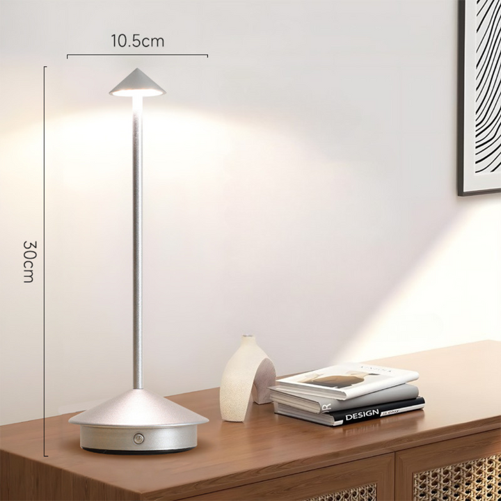 Kabellose LED Tischlampe dimmbar, akkubetrieben, modernes Design. Perfekt als Stimmungslicht.