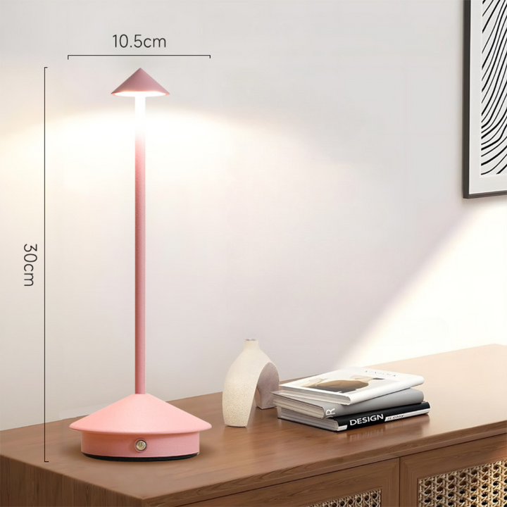 Sanft dimmbare kabellose LED Tischlampe, warmes Stimmungslicht, akkubetrieben, für innen & außen.