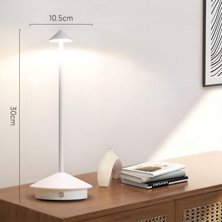 Akkubetriebene kabellose LED Tischlampe, langlebig, dimmbar, flexibel einsetzbar innen/außen.