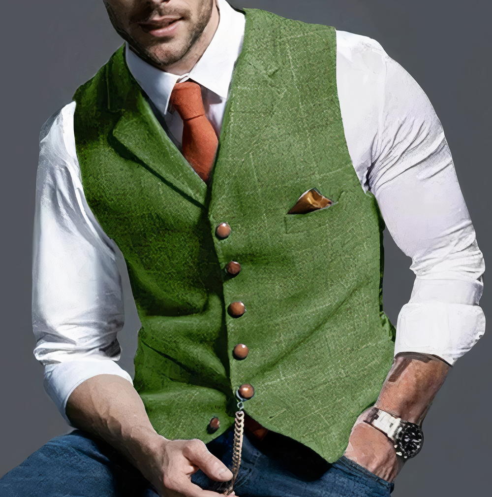 Luxuriöse karierte Tweed-Herrenweste für Anzug & Casual-Outfits. Perfekt für den stilvollen Mann.