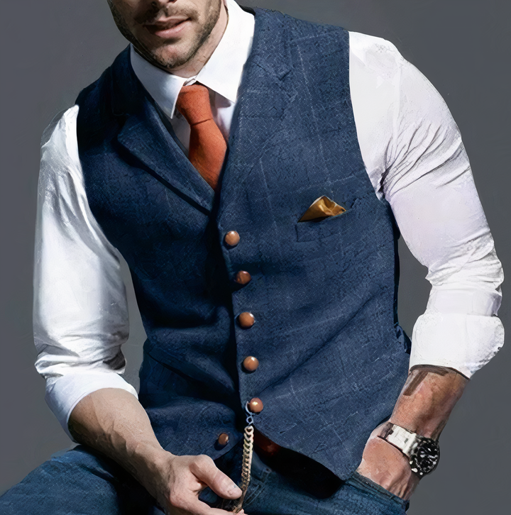 Elegante karierte Herrenweste "Edward" für stilvolle Anlässe, Hochzeiten & Geschäftstermine.