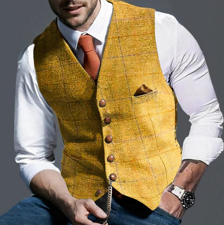 Vielseitige karierte Herrenweste "Edward" für Freizeit & Business. Stilvoll & komfortabel.