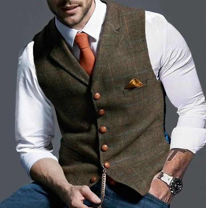 Hochwertige karierte Herrenweste "Edward" – luxuriös, elegant und langlebig. Ideal für den modernen Mann.