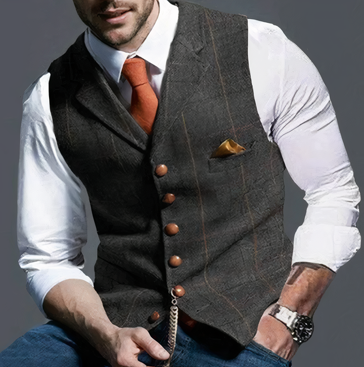 Moderne karierte Herrenweste, die klassischen Stil mit zeitloser Eleganz verbindet. Must-have für Herren.
