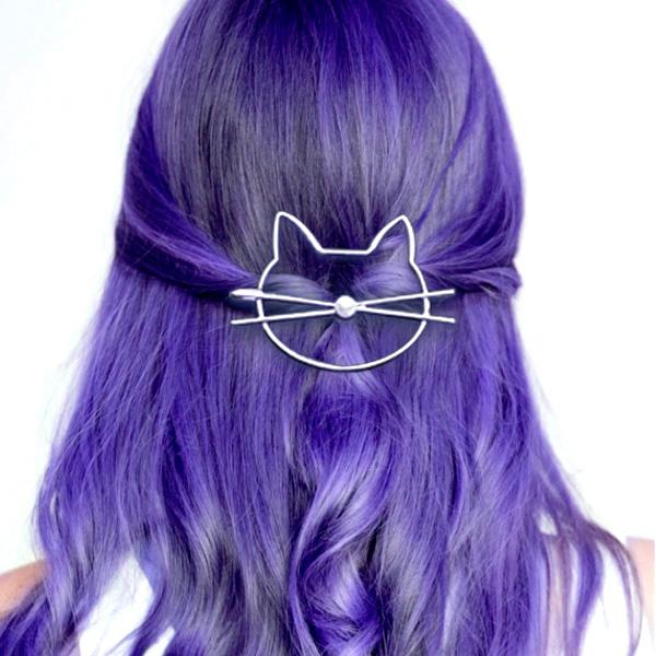 Goldene Katzen-Haarspange mit eleganter Perle. Idealer Haarschmuck für stilvolle Hochsteckfrisuren und Damenaccessoires.