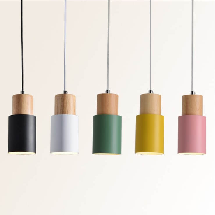 Moderne LED Pendelleuchte Zylinder, skandinavisch. Elegante Deckenleuchte aus Aluminium für Wohnzimmerbeleuchtung.