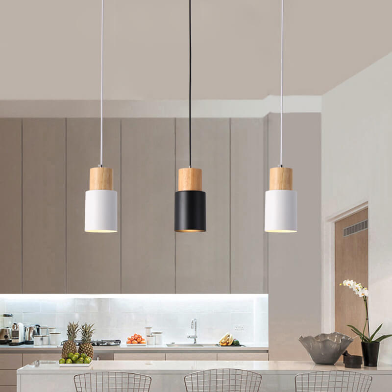 Zeitgenössische LED-Hängeleuchte Zylinder. Designlampe aus Aluminium, skandinavisch, für stilvolle Beleuchtung.