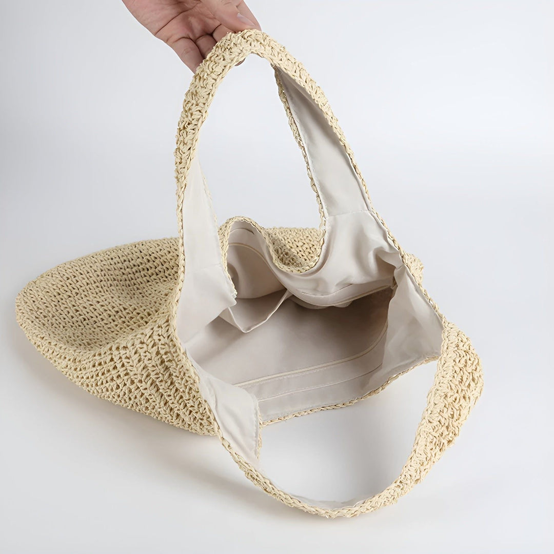 Lisele Damen Strandtasche & Freizeittasche. Handgefertigte, elegante Stroh-Sommerhandtasche.