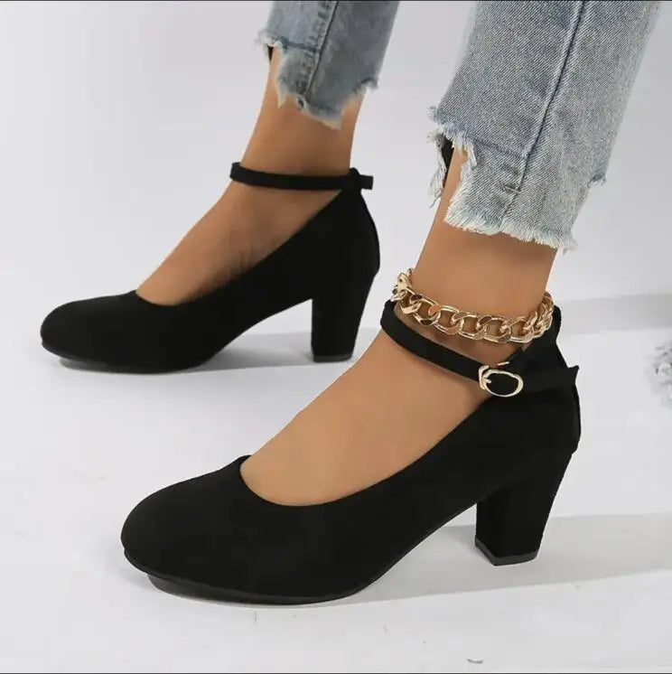Elegante orthopädische Damen Pumps Celeste mit Blockabsatz & Riemchen. Bequeme Business- & Abendschuhe.