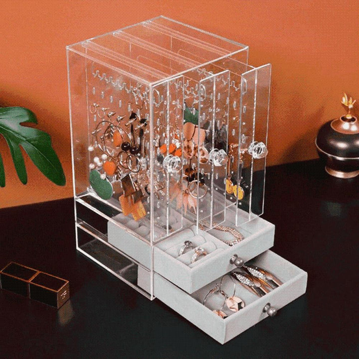 Elegante Schmuck Organizer Box aus PS-Kunststoff für Ringe, Ohrringe & Ketten. Perfekte Schmuckaufbewahrung.