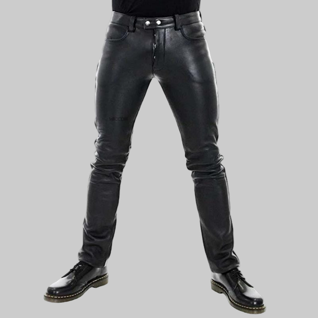 Elegante schwarze Herren Slim Fit Hose, schmal geschnitten, perfekt für Business und Freizeitoutfits.