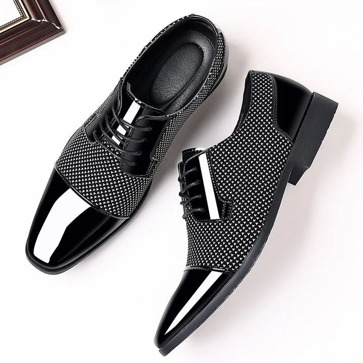 Elegante schwarze Herrenschuhe mit Strass für Business & formelle Anlässe; stylische Abendschuhe.