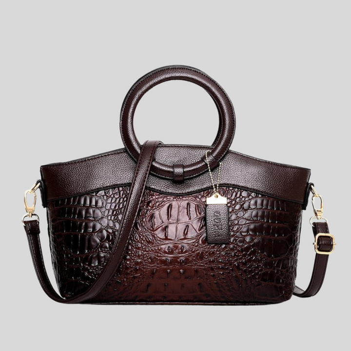 Elegante Damentasche 'Leah' als strukturierte Top Handle Bag. Praktische Umhängetasche in Dunkelbraun für stilvolle Damen.