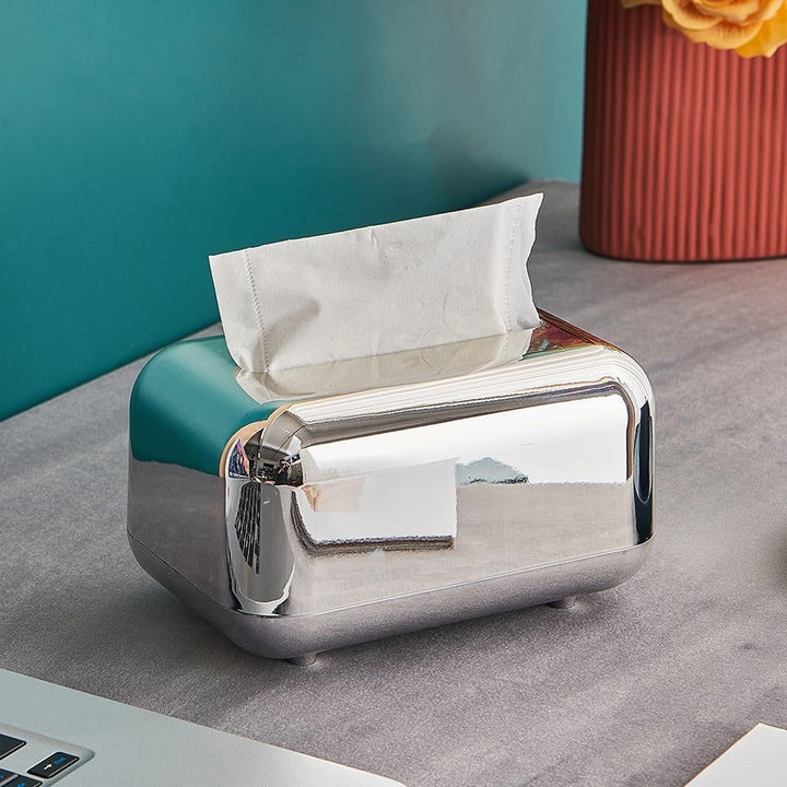 Goldene Taschentuchbox aus ABS-Kunststoff, elegante Dekoration für Zuhause.