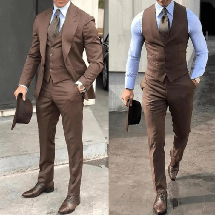 Eleganter 3-teiliger Herrenanzug in Schwarz, Slim-Fit. Perfekt für Business & festliche Anlässe, klassischer Stil.