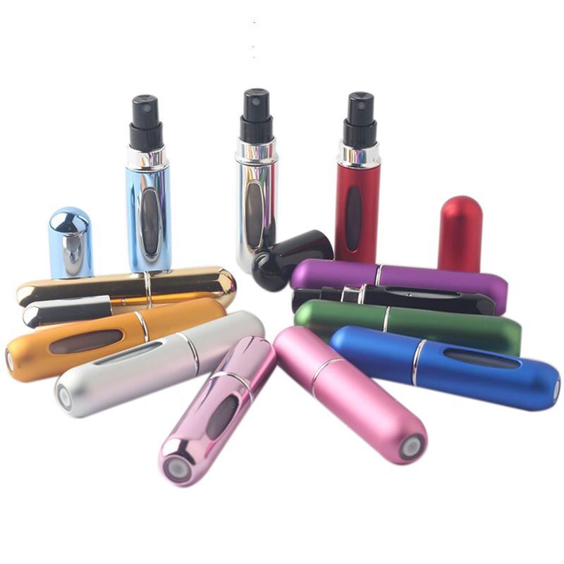 Eleganter 5ml Zerstäuber für Parfüm, nachfüllbar, silbernes Finish.