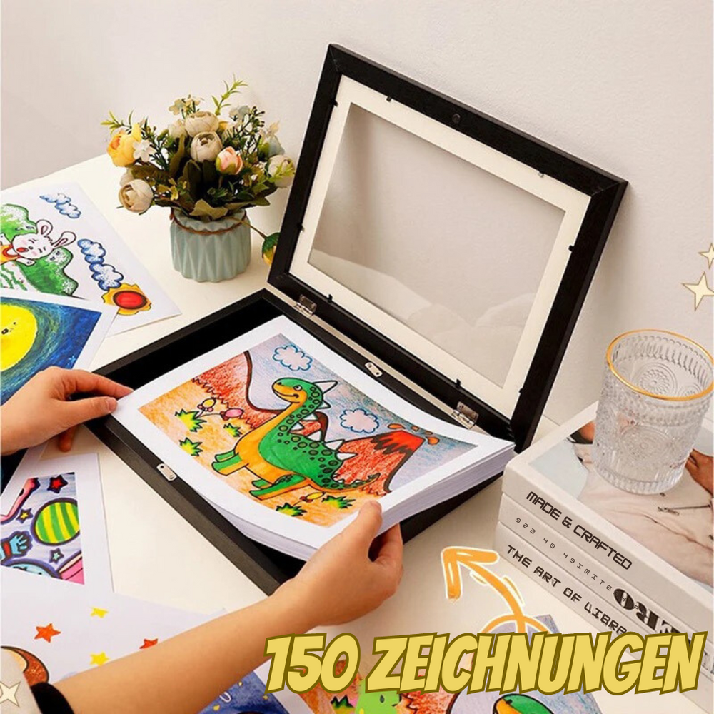 Praktischer A4 Erinnerungsrahmen für Kinderkunstwerke. Ideal zur Aufbewahrung & Präsentation von Fotos.