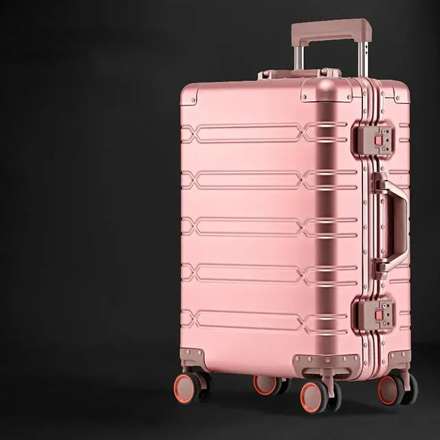 Eleganter Reisekoffer Oslo: Aluminium-Magnesium-Hartschale, sicheres TSA-Schloss & leichtgängige Rollen.