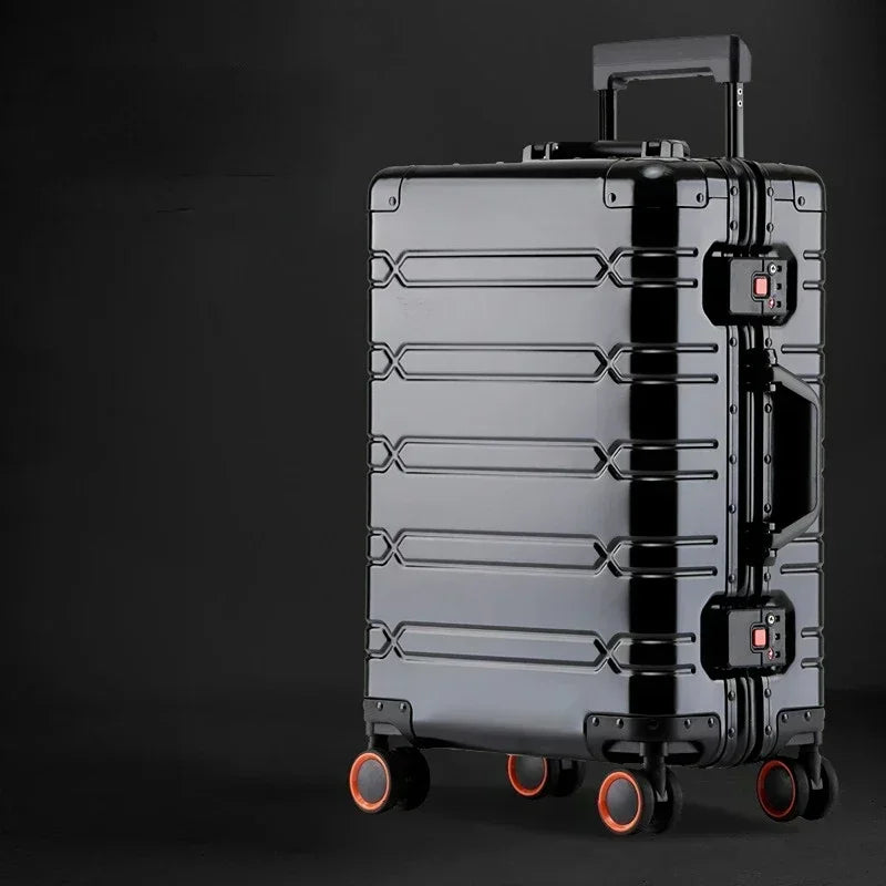 Stilvoller Aluminium-Magnesium-Gepäckkoffer Oslo mit TSA-Schloss und 360-Grad-Rollen für Komfort.