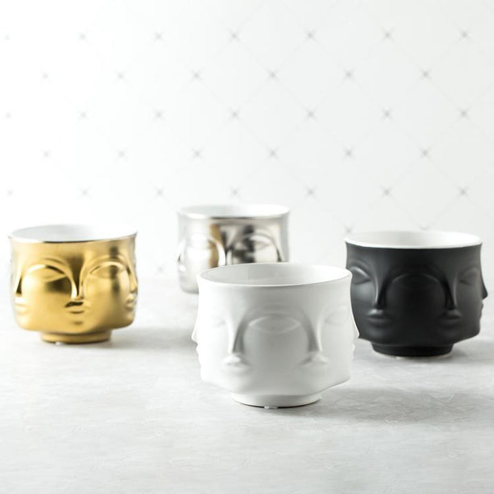 Moderne Buddha Kopf Vase, ein Blickfang im Wohnzimmer oder auf dem Esstisch. Edle Heimdeko.
