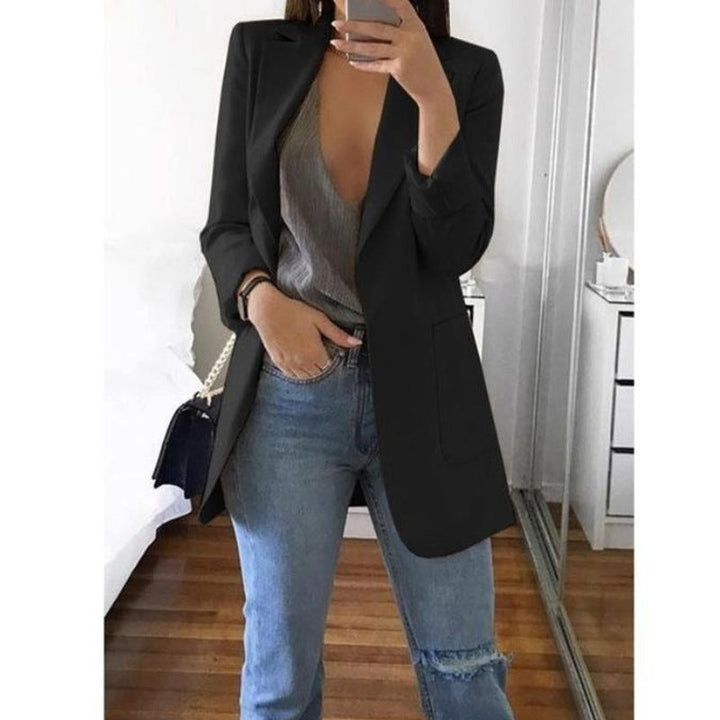 Stilvoller Freizeit Blazer Isabella für Damen, offener Schnitt, komfortabel & elegant für jede Saison.