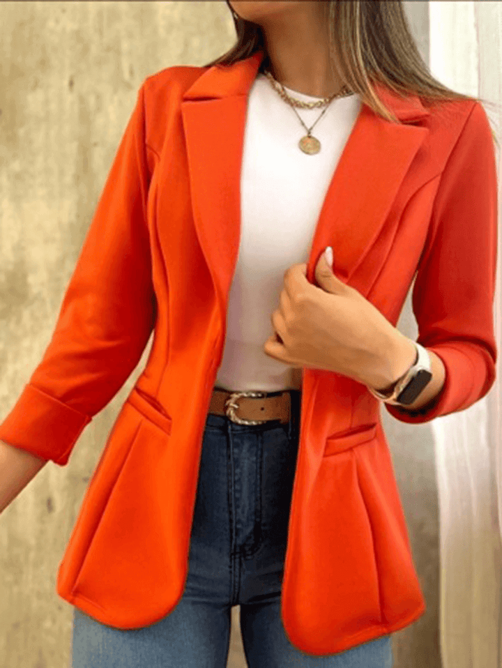 Einfarbiger Langarm Damen Business Blazer, elegant und bequem, vielseitig kombinierbar für formelle Anlässe.